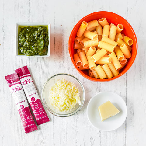 multi collagen pesto rigatoni ingredients
